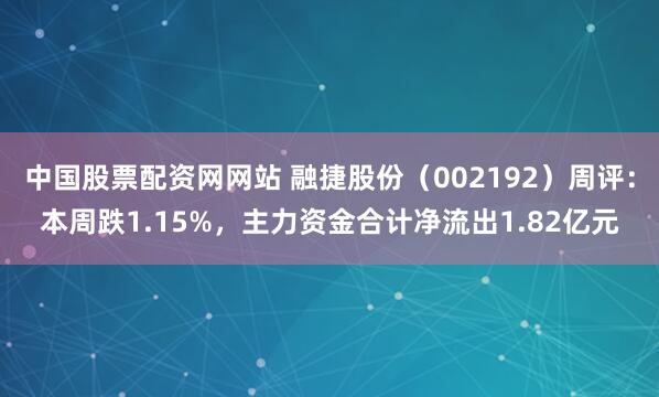 中国股票配资网网站 融捷股份（002192）周评：本周跌1.15%，主力资金合计净流出1.82亿元